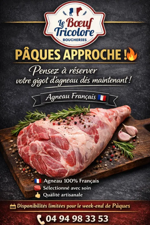 🐑 RÉSERVEZ votre GIGOT D’AGNEAU pour Pâques, La Londe-les-Maures, Le Boucher Varois