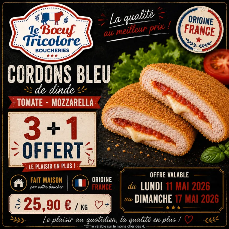 CORDON BLEU tomate/mozza - origine France - vers Bormes les mimosas , La Londe-les-Maures, Le Boucher Varois