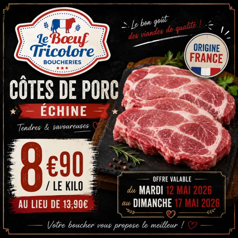 CÔTES de PORC échine - origine France - à la Londe Les Maures , La Londe-les-Maures, Le Boucher Varois