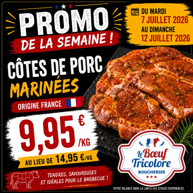 COTES DE PORC MARINÉES - origine France - vers Hyères , La Londe-les-Maures, Le Boucher Varois