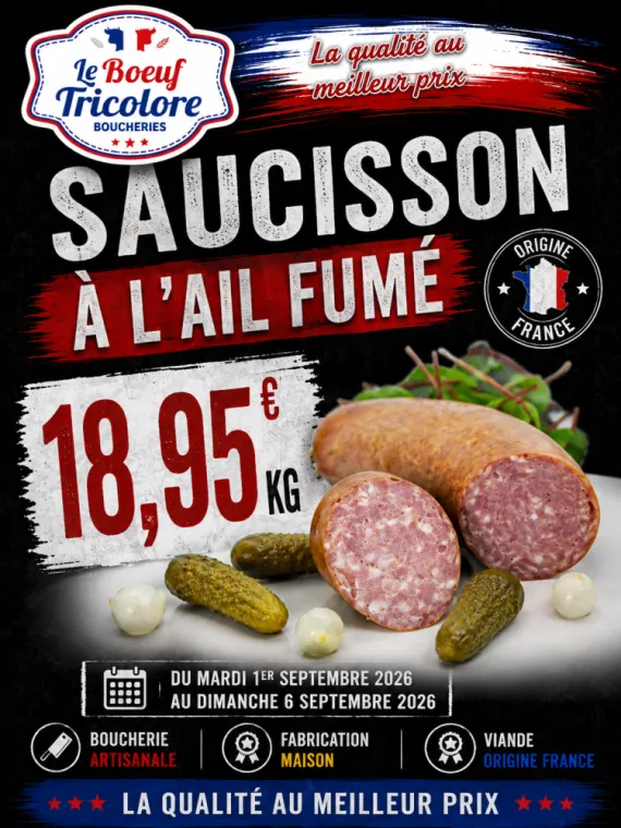 SAUCISSON À L’AIL - origine France - vers Bormes les mimosas , La Londe-les-Maures, Le Boucher Varois