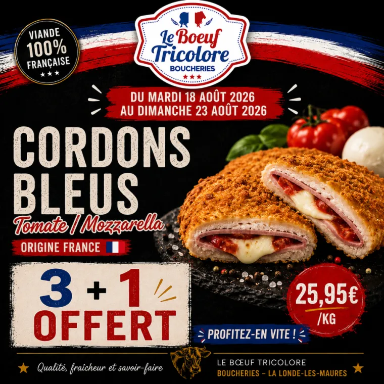 CORDON BLEU tomate / mozzarella - origine France - Vers Hyères , La Londe-les-Maures, Le Boucher Varois