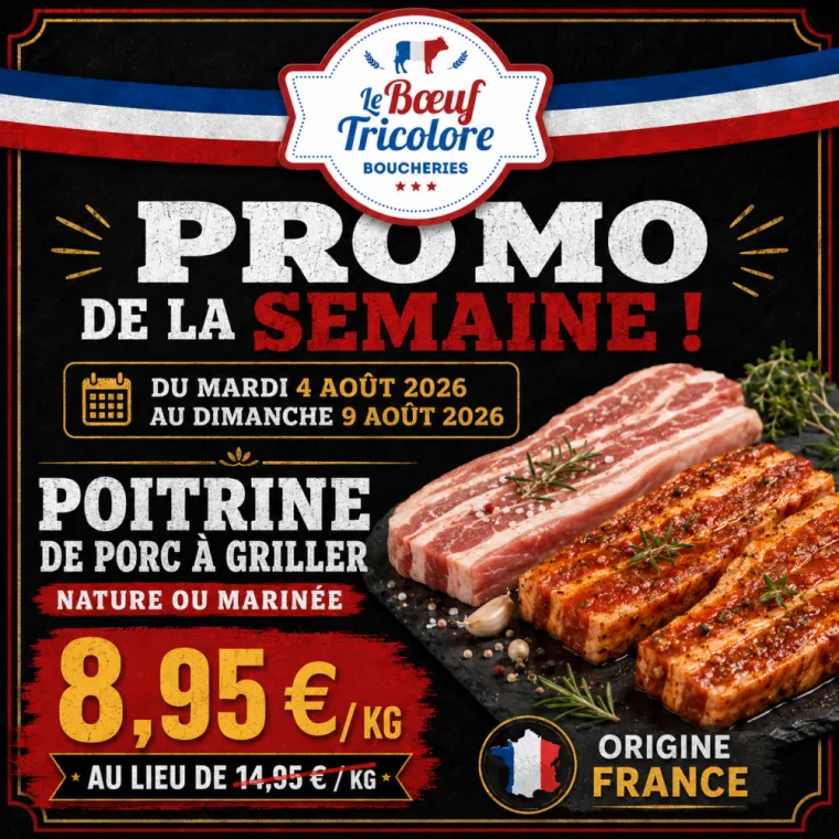 POITRINE DE PORC à griller - origine France - vers Bormes les Mimosas, La Londe-les-Maures, Le Boucher Varois