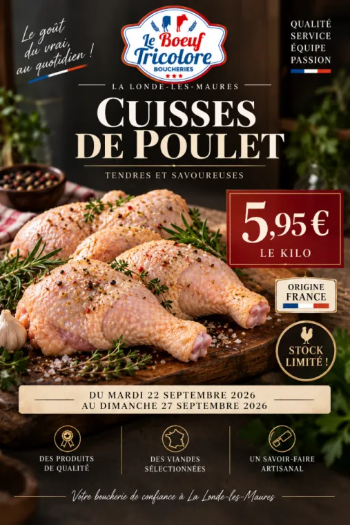 CUISSE de POULET - origine France - vers Hyères , La Londe-les-Maures, Le Boucher Varois